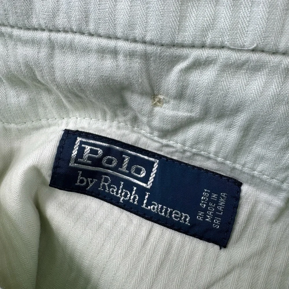 Polo Ralph Lauren VTG Green Side Tab Pure Linen Pleated Men's Short Size 34 Mint